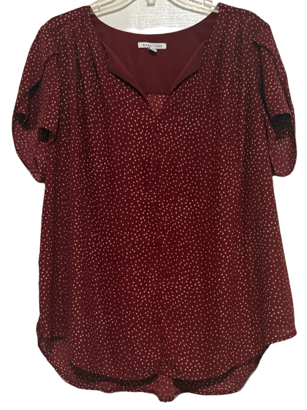 41 Hawthorn Wine Polka Dot V-Neck Blouse